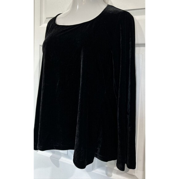Stretch Black Velour Top Elegant Party Comfort Plus Size 1X Pajamagram - Picture 2 of 8